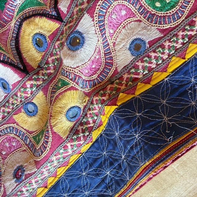 INDIA Vintage Rabari embroidered fabric 60×180cm 25000-2