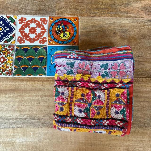 INDIA　Vintage Rabari embroidered fabric　50×170cm　22000-1