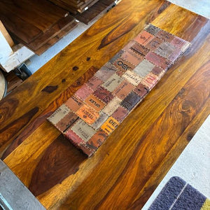 TOPANGA　Furniture　Sheesham Wood＆Leather Patchwork Center Tray Low Table
