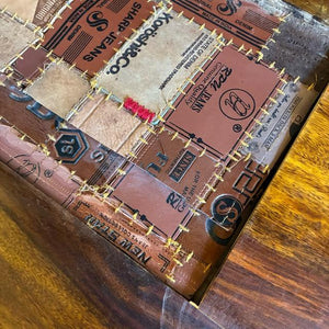 TOPANGA　Furniture　Sheesham Wood＆Leather Patchwork Center Tray Low Table