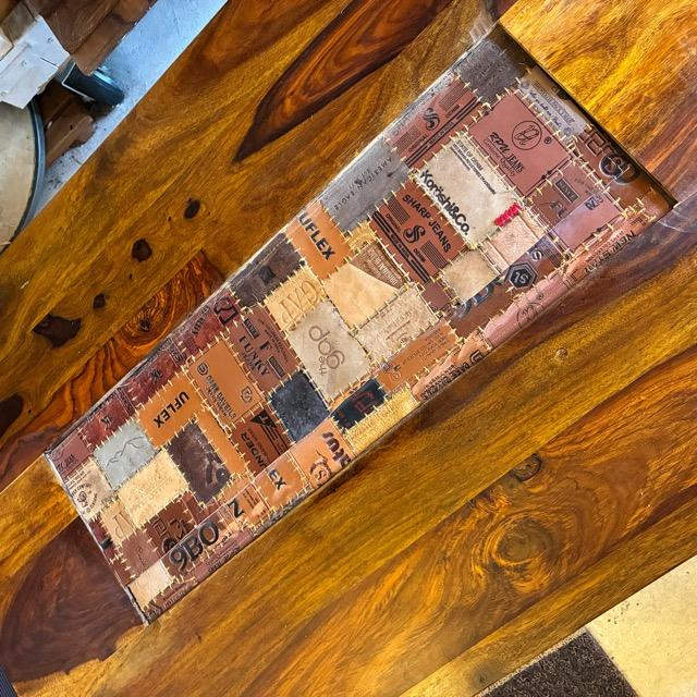 TOPANGA　Furniture　Sheesham Wood＆Leather Patchwork Center Tray Low Table