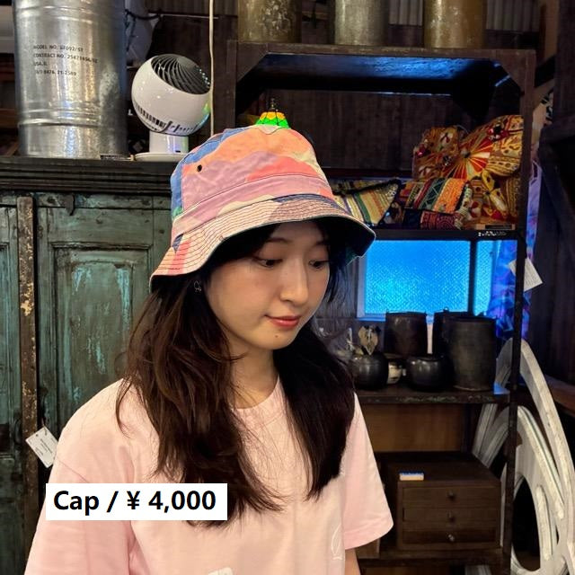 TOPANGA Accessory　ランドスケープパステルバケットハット　ピンク　ファッション　帽子　ハット　キャップ　ストリート　古着　ユーズド　サファリハット