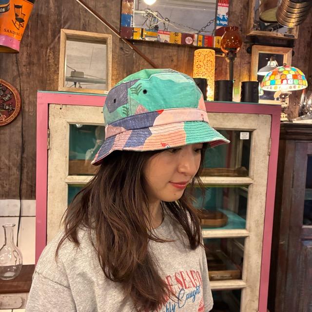 TOPANGA Accessory　ランドスケープパステルバケットハット　グリーン　ファッション　帽子　ハット　キャップ　ストリート　古着　ユーズド　サファリハット