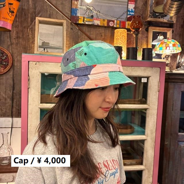 TOPANGA Accessory　ランドスケープパステルバケットハット　グリーン　ファッション　帽子　ハット　キャップ　ストリート　古着　ユーズド　サファリハット