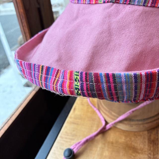 TOPANGA Accessory　サラッペリバーシブルサンハットハット　ピンク　コットン　日除け　顎紐　アウトドア　エスニック　ガーデン　リゾート　旅行　