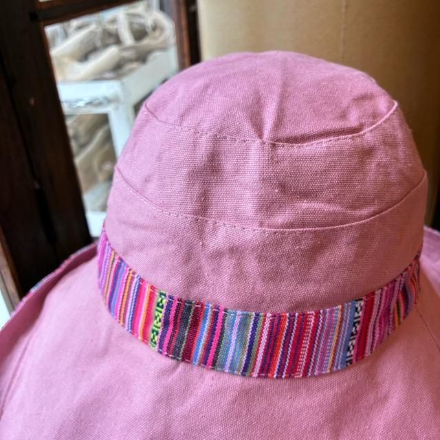 TOPANGA Accessory　サラッペリバーシブルサンハットハット　ピンク　コットン　日除け　顎紐　アウトドア　エスニック　ガーデン　リゾート　旅行　