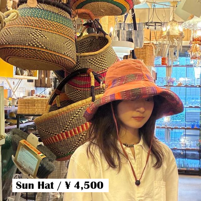 TOPANGA Accessory　サラッペリバーシブルサンハットハット　エンジ　コットン　日除け　顎紐　アウトドア　エスニック　ガーデン　リゾート　旅行　