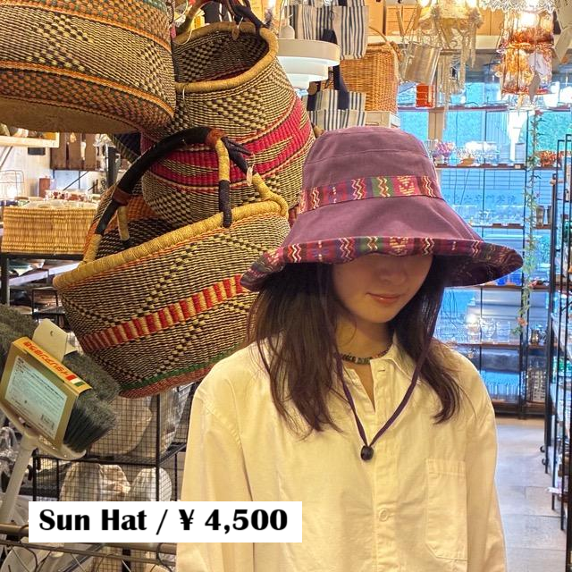 TOPANGA Accessory　サラッペリバーシブルサンハットハット　パープル　コットン　日除け　顎紐　アウトドア　エスニック　ガーデン　リゾート　旅行　