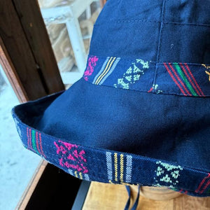 TOPANGA Accessory　サラッペリバーシブルサンハットハット　ネイビー　コットン　日除け　顎紐　アウトドア　エスニック　ガーデン　リゾート　旅行　