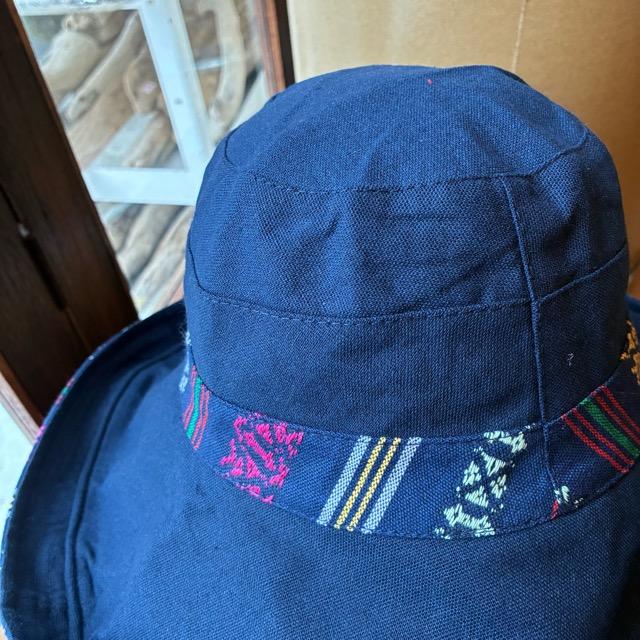TOPANGA Accessory　サラッペリバーシブルサンハットハット　ネイビー　コットン　日除け　顎紐　アウトドア　エスニック　ガーデン　リゾート　旅行　