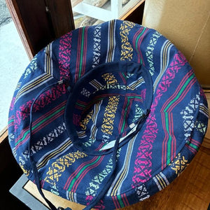TOPANGA Accessory　サラッペリバーシブルサンハットハット　ネイビー　コットン　日除け　顎紐　アウトドア　エスニック　ガーデン　リゾート　旅行　