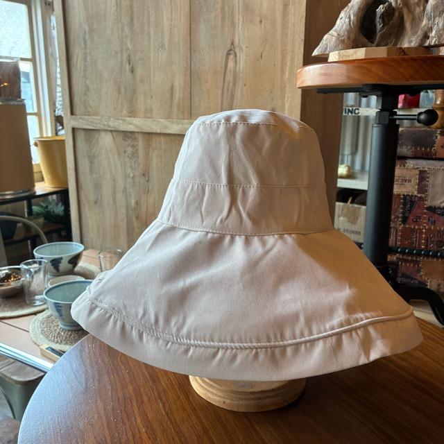 TOPANGA Accessory　スエードタッチサンハット　アイボリー　コットン　日除け　顎紐　アウトドア　ビーチ　ガーデン　リゾート　旅行　つば広　