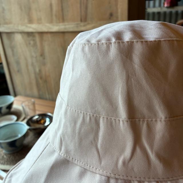 TOPANGA Accessory　スエードタッチサンハット　アイボリー　コットン　日除け　顎紐　アウトドア　ビーチ　ガーデン　リゾート　旅行　つば広　