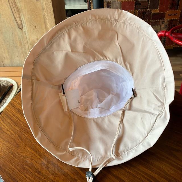 TOPANGA Accessory　スエードタッチサンハット　アイボリー　コットン　日除け　顎紐　アウトドア　ビーチ　ガーデン　リゾート　旅行　つば広　