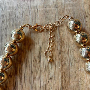 TOPANGA Jewelry　チャビーハート＆ボール2連ネックレス　ゴールド　カジュアル　ショートネックレス　チャーム　ペンダント　チョーカー　ボールチェーン