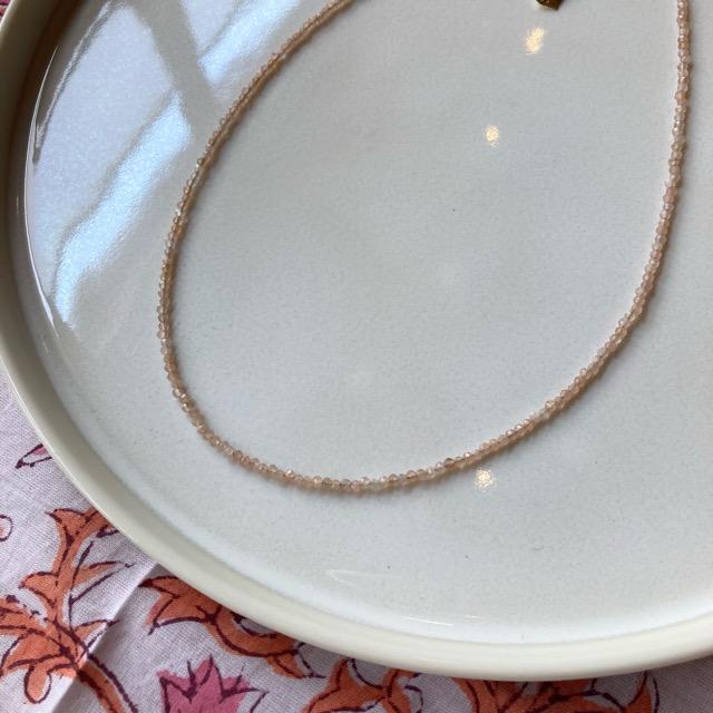 TOPANGA Jewelry　ミニジェムネックレス　サンストーン　オレンジ　太陽の石　チョーカー　ナチュラルストーン　天然石　パワーストーン　ペンダント　ギフト　