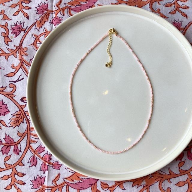 TOPANGA Jewelry　ミニジェムネックレス　ピンクオパール　チョーカー　ナチュラルストーン　天然石　パワーストーン　ペンダント　ギフト　