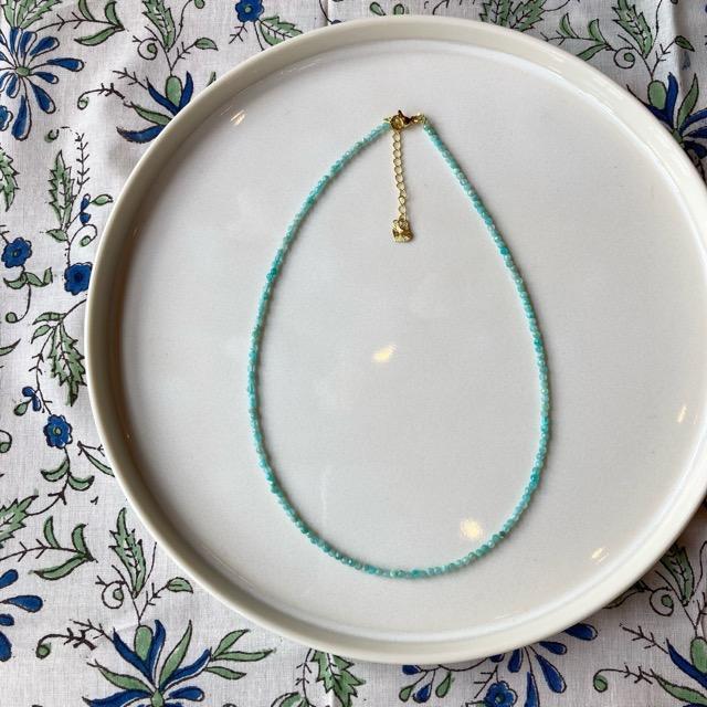 TOPANGA Jewelry　ミニジェムネックレス　アマゾナイト　ブルー　グリーン　チョーカー　ナチュラルストーン　天然石　パワーストーン　ペンダント　ギフト　