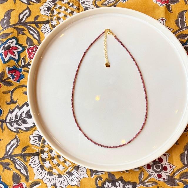 TOPANGA Jewelry　ミニジェムネックレス　ガーネット　パープル　レッド　チョーカー　ナチュラルストーン　天然石　パワーストーン　ペンダント　ギフト