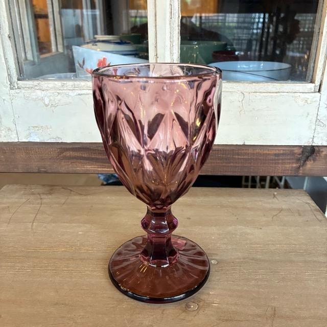 TOPANGA Kitchen　ダイヤカットワイングラス　プラム　250ml　サワーグラス　アルコールグラス　カクテルグラス　ピンク