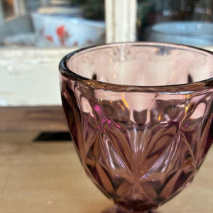 TOPANGA Kitchen　ダイヤカットワイングラス　プラム　250ml　サワーグラス　アルコールグラス　カクテルグラス　ピンク