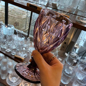 TOPANGA Kitchen　ダイヤカットワイングラス　プラム　250ml　サワーグラス　アルコールグラス　カクテルグラス　ピンク