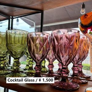 TOPANGA Kitchen　ダイヤカットワイングラス　プラム　250ml　サワーグラス　アルコールグラス　カクテルグラス　ピンク