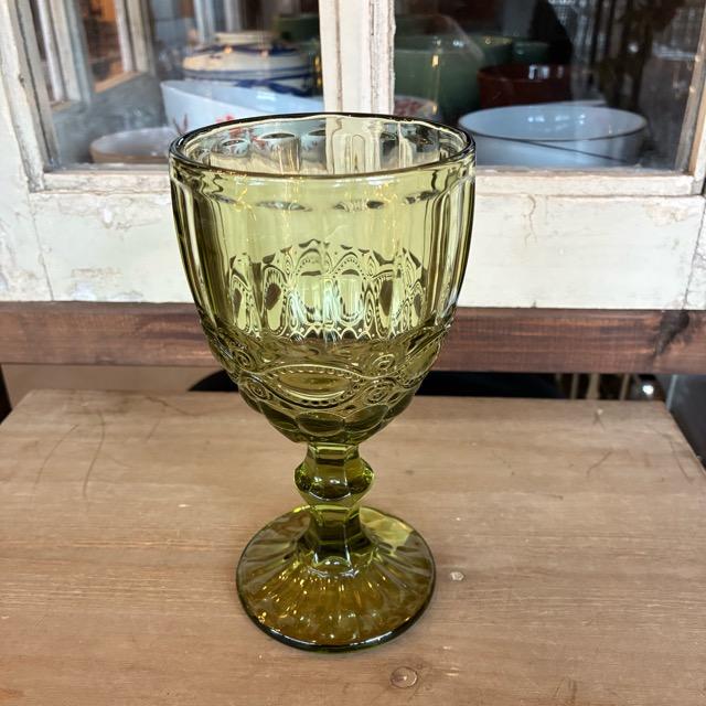 TOPANGA Kitchen　クラシカルカットワイングラス　オリーブ　300ml　サワーグラス　アルコールグラス　カクテルグラス　グリーン