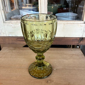 TOPANGA Kitchen　クラシカルカットワイングラス　オリーブ　300ml　サワーグラス　アルコールグラス　カクテルグラス　グリーン