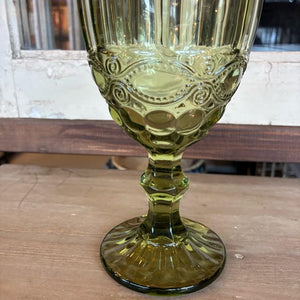 TOPANGA Kitchen　クラシカルカットワイングラス　オリーブ　300ml　サワーグラス　アルコールグラス　カクテルグラス　グリーン