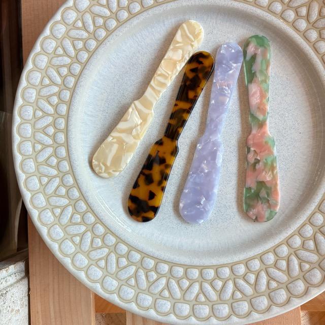 Colorful Retro Butter Knife　4 types　White　Lavender　Green×Pink　Tortoiseshell