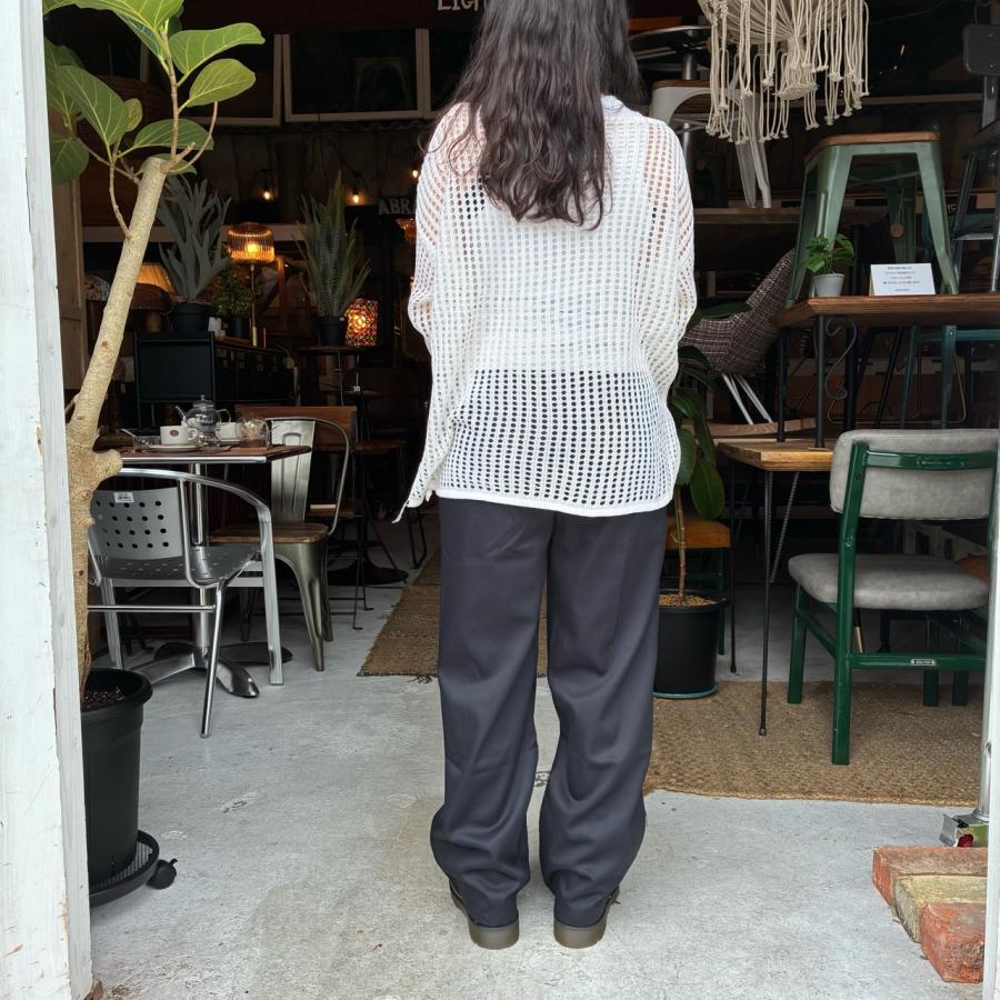 TOPANGA Lady's　グリッドルーズニットプルオーバー　ホワイト　セーター　タンクトップ　サマーニット　シースルーニット　重ね着　トップス　メッシュニット