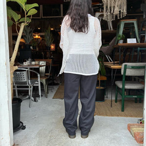 TOPANGA Lady's　グリッドルーズニットプルオーバー　ホワイト　セーター　タンクトップ　サマーニット　シースルーニット　重ね着　トップス　メッシュニット