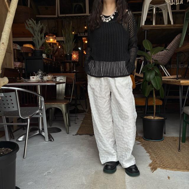 TOPANGA Lady's　グリッドルーズニットプルオーバー　ブラック　セーター　タンクトップ　サマーニット　シースルーニット　重ね着　トップス　メッシュニット