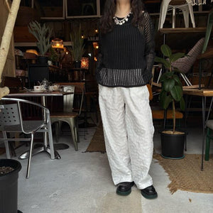 TOPANGA Lady's　グリッドルーズニットプルオーバー　ブラック　セーター　タンクトップ　サマーニット　シースルーニット　重ね着　トップス　メッシュニット