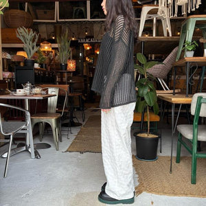 TOPANGA Lady's　グリッドルーズニットプルオーバー　ブラック　セーター　タンクトップ　サマーニット　シースルーニット　重ね着　トップス　メッシュニット