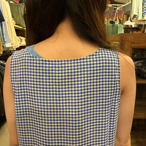 Topanga Lady's　エアリーコットンギンガムチェックワンピース　ブルー　ナチュラル　ノースリーブ　ロング　Aライン　コットン　サイドボタン　ギャザー
