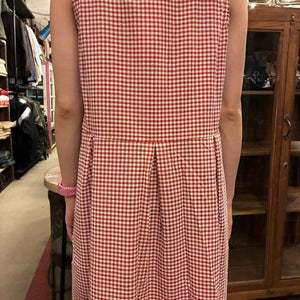 Topanga Lady's　エアリーコットンギンガムチェックワンピース　レッド　ナチュラル　ノースリーブ　ロング　Aライン　コットン　サイドボタン　ギャザー