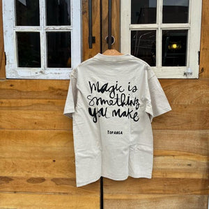 TOPANGA Lady's　TOPANGA FIRECOUNTRY Pigment dyed T-shirt IVORY magic is something you make S M L XL