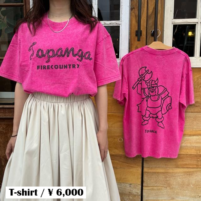 TOPANGA Lady's　TOPANGA FIRECOUNTRY Pigment dyed T-shirt PINK Viking S M L XL