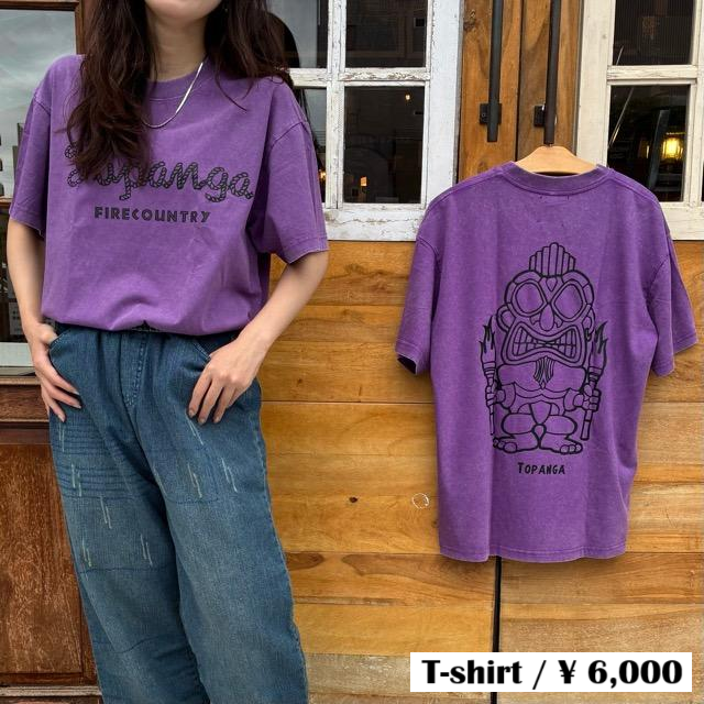 TOPANGA Lady's TOPANGA FIRECOUNTRY Pigment dyed T-shirt PURPLE TIKI SML XL
