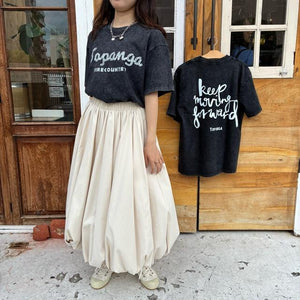 TOPANGA Lady's　TOPANGA FIRECOUNTRY Pigment dyed T-shirt BLACK keep moving forward S M L XL
