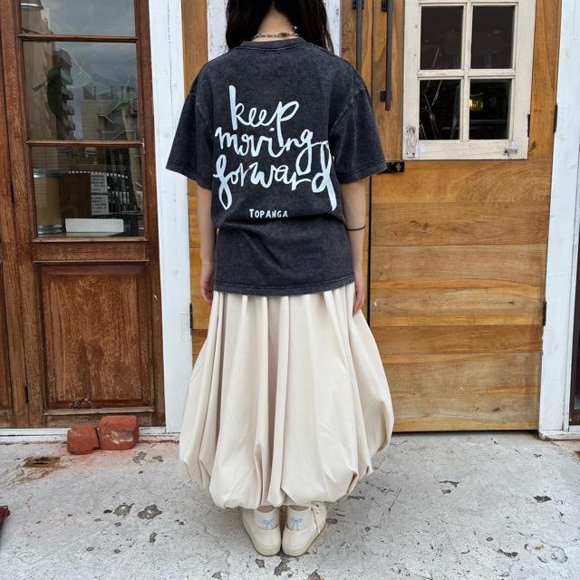 TOPANGA Lady's　TOPANGA FIRECOUNTRY Pigment dyed T-shirt BLACK keep moving forward S M L XL