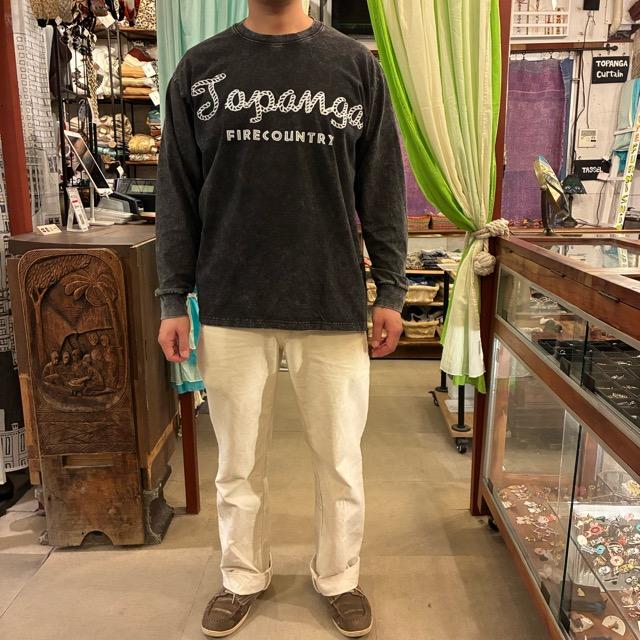 TOPANGA Lady's　TOPANGA FIRECOUNTRY Pigment dyed long sleeve T-shirt BLACK Abracadabra S M L XL