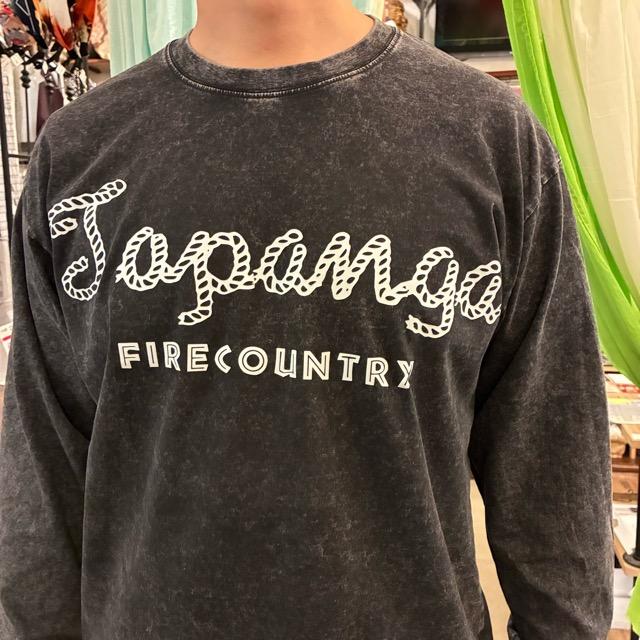 TOPANGA Lady's　TOPANGA FIRECOUNTRY Pigment dyed long sleeve T-shirt BLACK Abracadabra S M L XL