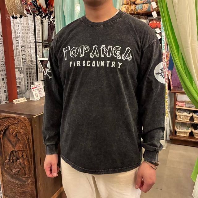 TOPANGA Lady's TOPANGA FIRECOUNTRY Pigment dyed long sleeve T-shirt BLACK Kyusyu Island SML XL