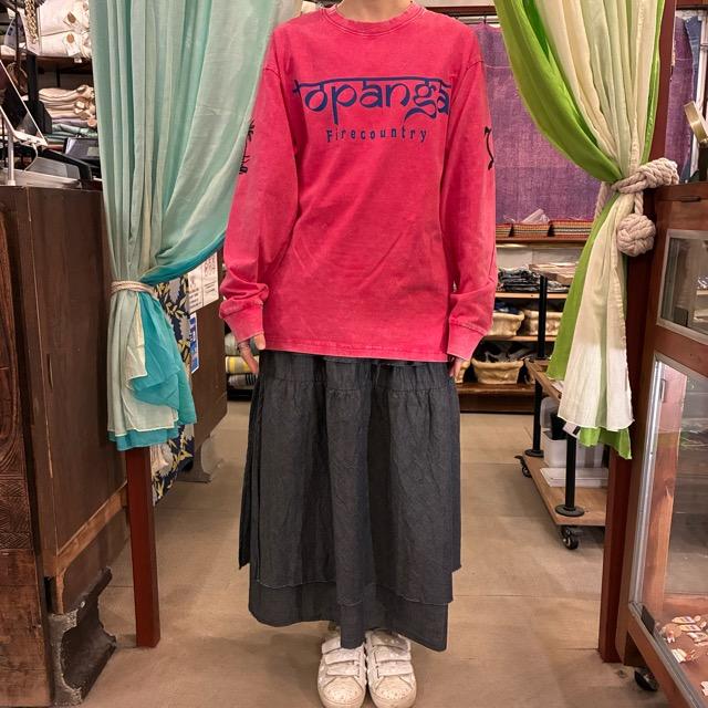 TOPANGA Lady's　TOPANGA FIRECOUNTRY Pigment dyed long sleeve T-shirt PINK Mermaid S M L XL