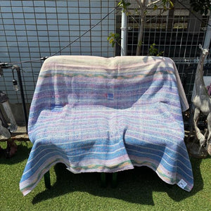 インド　ヴィンテージラホールキルト 38000-3　120×160cm　カンタ　ベッドカバー　ソファカバー　マルチカバー　ハンドメイド　１点もの　ブルー　ピンク