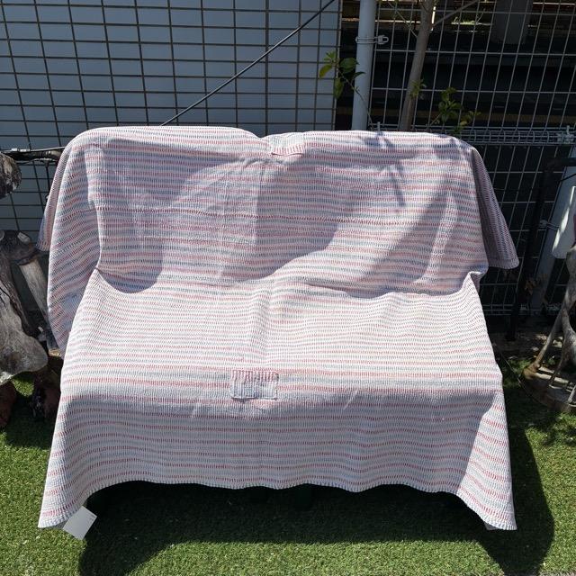 インド　ヴィンテージラホールキルト 38000-1　130×170cm　カンタ　ベッドカバー　ソファカバー　マルチカバー　ハンドメイド　１点もの　ホワイト　ピンク
