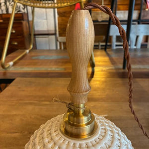 TOPANGA Lighting　セラミックレースベルランプ　ショート　吊照明　照明器具　カウンター　カフェ　和室　レトロ　ホワイト　ウッド　ペンダントランプ